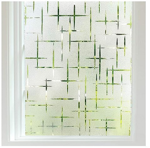 Finnez Fensterfolie Selbsthaftend Sichtschutzfolie 44,5x200cm Mit Sternmuster Milchglasfolie Statisch Selbsthaftend Klebefolie Dekofolie für Wohnzimmer Küche Büro Anti-UV