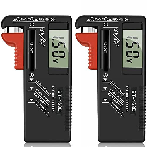 Greluma 2 Stk Digitaler Batterietester, Universal Batterieprüfer, Haushalt Batterietester für AAA AA C D 9V 1,5V Kleine Batterien Knopfzelle