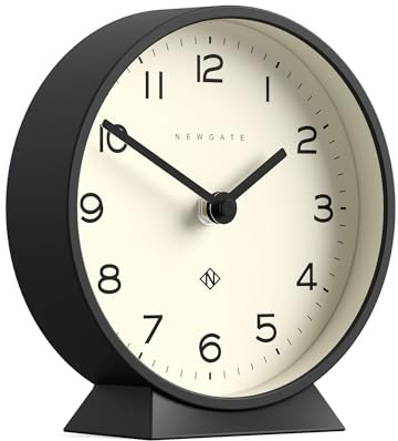 NEWGATE® M Mantel Echo Schreibtischuhr | Modernes rundes Design | Schwarz | Gut lesbare Zahlen | Zeitgenössischer Stil für Schreibtisch, Tisch, Regal oder Nachttisch