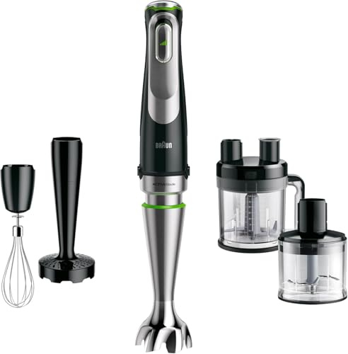 Braun MultiQuick 9 - Stabmixer mit SplashControl-Technologie, Präzise Geschwindigkeitsregelung, Active PowerDrive, 1,2L Küchenmaschine, Zerkleinerer, 600 ml Becher, 1200W, Schwarz (MQ9187XLI)