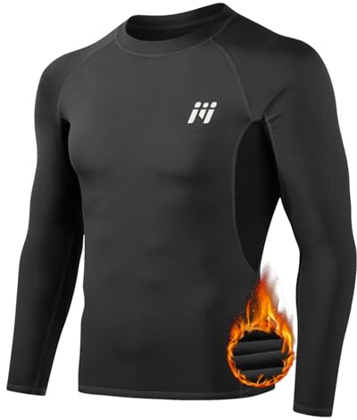 MEETWEE Herren Thermounterwäsche Oberteile, Thermoshirt Langarm Kompressionsshirt Funktionsshirt Atmungsaktiv Thermounterhemd Männer Sportshirt für Running Fitness Gym