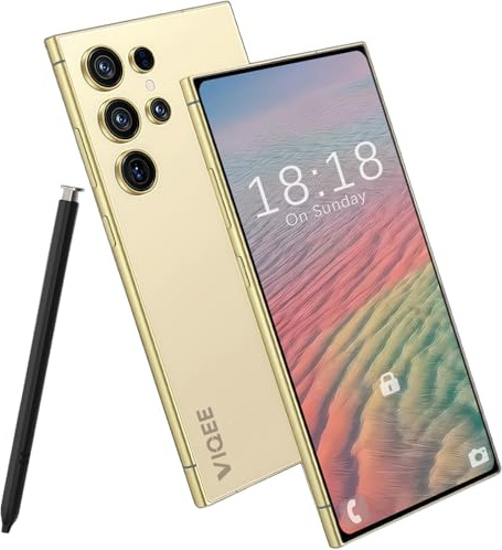 viqee 5G Android 14 Smartphone Handy Ohne Vertrag, 8+256GB Dual SIM 6.8 HD-Bildschirm 6000mAh Akku 21+8MP Kamera, Simlockfreie Handys/OTG/Face ID,Gold