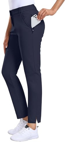 Hiverlay Damen-Golfhose, Stretch, Arbeitshose, Knöchel, mit Taschen, schnell trocknend, gerade, Business, Freizeit, Wanderhose, Marineblau, M