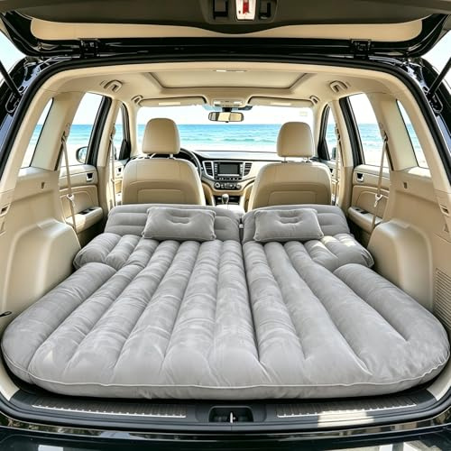Icelus Auto Matratze SUV Luftmatratze with Luftpumpe 195 * 130 * 15 cm Aufblasbare Camping Kombi Luftbett für Auto Rücksitz Dickere Kofferraum Matratze Bett für Camping Outdoor Traveling