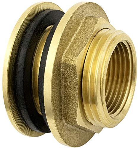 SHYNE Premium 3/4 Zoll Regentonnendurchführung aus Messing + 2X Gummidichtungen für Wasserhahn, Zapfhahn an Fass, Regentonne, Tanks rostfrei