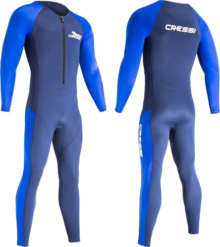Cressi Wahoo Man Monopiece Wetsuit Blue/Light Blue 2mm XL/5-Einteiliger Neoprenanzug Herren aus 1,5/2 mm Soft Neopren Elastan zum Schnorcheln, Schwimmen Aktivitäten im Wasser, Blau/Hellblau, XL/5