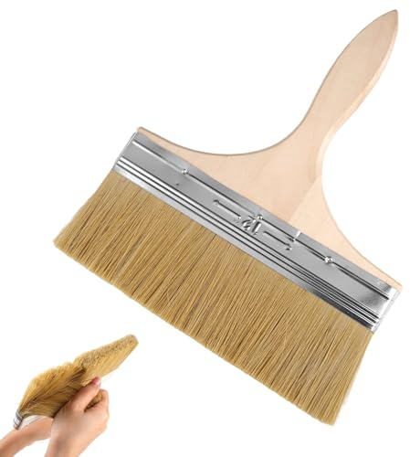 20,5 cm / 8 in Breiter Pinsel Hölzerner Griff Flächenpinsel,Pinsel für Holzöl und Lack,Breit Lasurpinsel,Holzlasur Flächenstreicher,Flache Malerpinsel für Maler, Holzfarbe Aussen