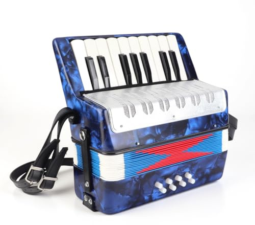 Piano Accordion 17 Key 8 Bass Beginner Handheld Musical Instrument for Kids Children Students Beginners Learning Teaching Music Education