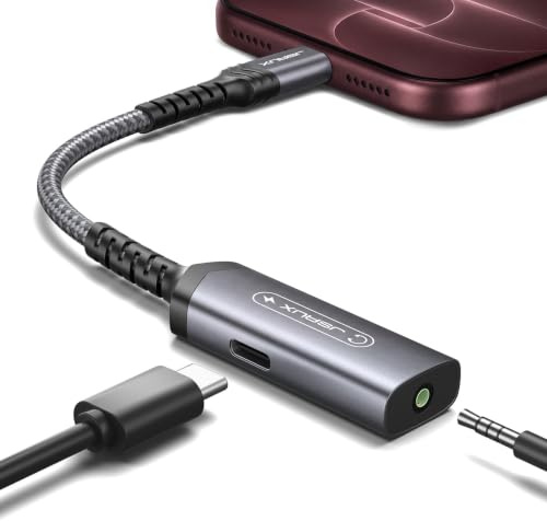 JSAUX USB C Kopfhörer Adapter und Laden,2 in 1 Klinke 60W Typ C AUX 3.5mm | Klinke Audio für iPhone18/17/16/15 Pro/Pro Max,iPhone Duo,Galaxy S26/S25/S24/S23/S22/S21/S20,iPad Pro-Grau