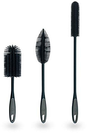 Kochblume Silikonbürsten 3er Set mit Wechselköpfen | Flaschenbürste, Spülbürste, Antibakteriell, Keimfrei