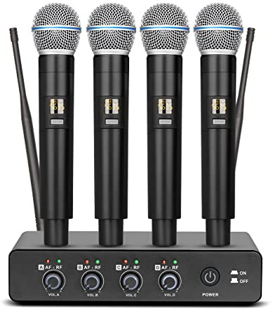 Depusheng R4 funkmikrofon kabellos mikrofon UHF Professionelles dynamisches drahtloses Drahtloses 4 Kanal Handmikrofon Heim KTV Set für Karaoke Party