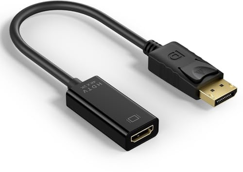 4K DisplayPort auf HDMI Adapter [Unidirektional] - DP zu HDMI 4K@30Hz 2K@60Hz 1080P@120Hz - Kompatibel mit Laptop, PC, Grafikkarte, Monitor, TV, Projektor (Lenovo, HP, Dell, AMD, NVIDIA)