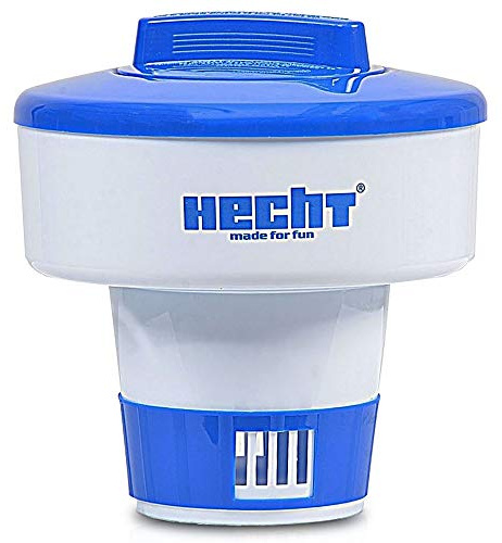 Hecht Brandneuer Chlor Dosierschwimmer für klares sauberes Wasser – Perfekt für große und kleine Pools – Hochwertiger Behälter für alle Tabs und Chlortabletten – Ideales Pool-zubehör (Weiß)
