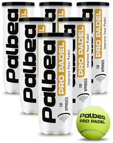 Palbea PRO Padel - FIP Zugelassene Padelbälle - 1 Karton x 6 Röhren - Padel Bälle mit HV Filz für Hohe Sichtbarkeit. Premiumqualität. Ideal für Training und Turniere. Langlebig und Schnell.
