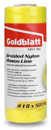 Goldblatt Maurerschnur, 153 m Länge, 1,2 mm Dicke, #18 Geflochtene Nylonschnur, Richtschnur für Gartenarbeit und Maurerarbeiten, Perfekte Bauschnur für Schnurwasserwaage
