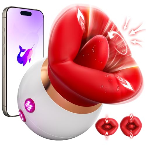 3 IN 1 Mund-Vibrator mit 360° Rotierende Zunge & Saugfunktion-Klitoris Vibration für Frauen mit APP Steuerung AI-Chat, Soft Lips Realistische Zungensimulation Sex Spielzeug für die Frau Paare Sex Toys