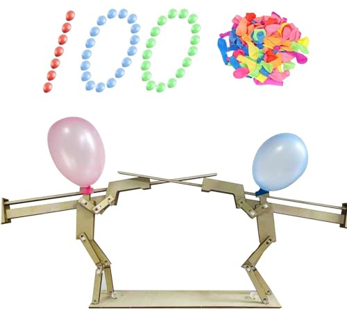 Balloon Bamboo Man Battle,Handgefertigte Hölzerne Fechtpuppen,Ballon Fechten Spiel für 2 Spieler,Party Spiel Für Kinder Und Erwachsene, Mit 100 Luftballons