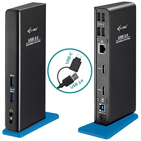 i-tec USB 3.0/USB-C Dual Docking Station für Tablets und Notebooks – 2X HDMI Full HD+, 4X USB 2.0, 2X USB 3.0, Gigabit Ethernet, Audio/Mik, Kompatible mit Windows, macOS, Linux, U3DUALHDMIDOCK