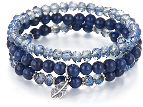 FULU AUTUMN Perlenarmband Stretch Damen Armband Mehrschichtiges Boho Modeschmuck für Mama Oma und Frau Geburtstagsgeschenk