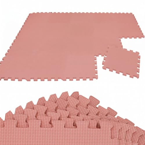 LittleTom Spielmatte Baby Puzzlematte Rosa - 18 Teile 30x30 cm - Krabbelmatte 180x90 cm Bodenmatte Kinder - Puzzle Teppich Kinderzimmer Matte - Outdoor Bodenschutzmatte Spielteppich - Eva Schaumstoff