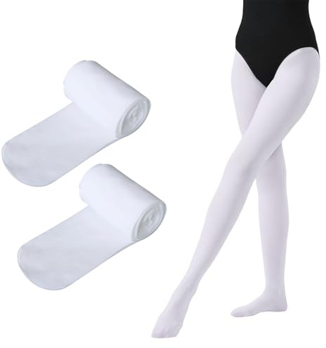 Prizmxed 2 Paar Ballettstrumpfhosen Mädchen 80D Nylon hochelastisch blickdicht geeignet für Tanz Yoga Gymnastik Training