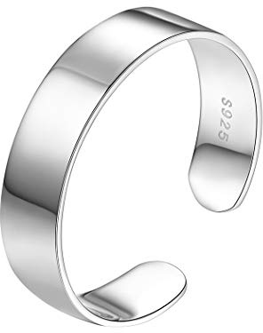 PROSILVER 925 Silber Ring für Damen 5mm 10mm 15mm Silber Offener Fingerring Anpassbar hochglanzpoliert/gebürstet Bandring verstellbar Minimalister Schmuck Accessorie