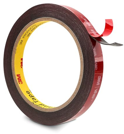 3M Doppelseitiges Klebeband Montageband 12.5mm x 4.7m Schwarz 1 Rollen 0.6mm dick 5925 Schaumstoffband Schwerlast Extra Stark für Auto Dekoration Heim Büro