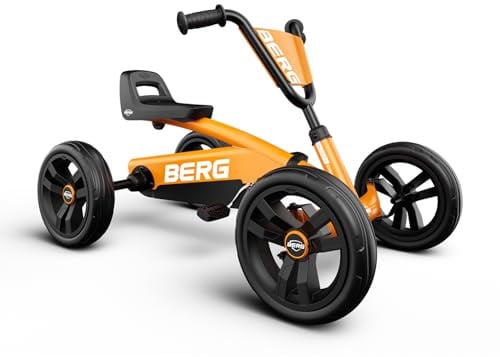 BERG Buzzy Kinder Gokart Orange | ab 2 Jahren | Tretfahrzeug für Kleinkinder | Stabiles Kindergokart mit Flüsterreifen | Verstellbarer Sitz