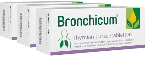 Bronchicum Thymian Lutschtabletten | Zur Schleimlösung bei Husten und zur Beruhigung der gereizten Bronchien | Sparset mit 3 x 50 Stück