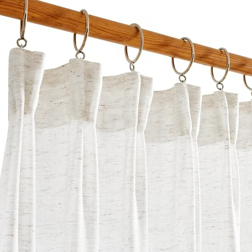 Deconovo Gardinen mit Kräuselband Halbtransparent Gardinenschal Wohnzimmer Voile Vorhang Vorhänge Lichtdurchlässig und Elegant, 225x140cm(HöhexBreite), Weiß, 2er Set