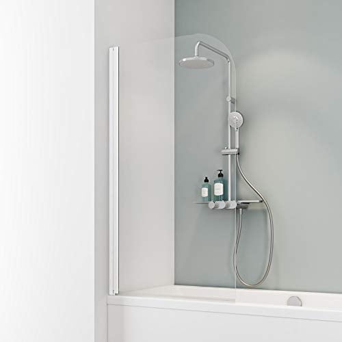 Schulte D1650 04 50 Komfort Duschabtrennung für Badewanne, Alpinweiß, Sicherheitsglas ohne Beschichtung