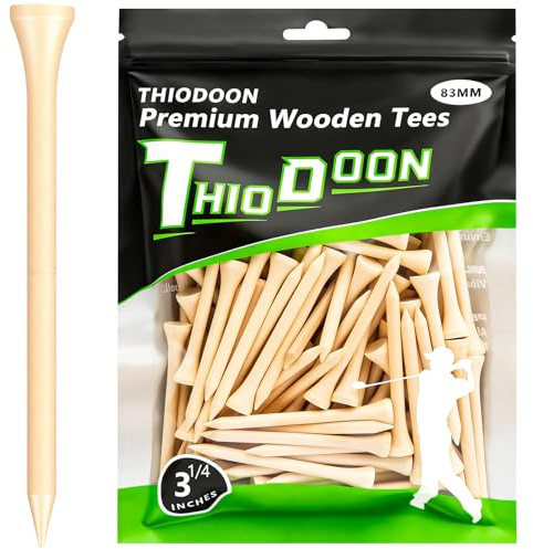 THIODOON Golf-Tees,83mm weniger Reibung, Holz-Tees, Training für Golfspieler, professionelle Golf-Tees aus Naturholz, 100 Stück Holz