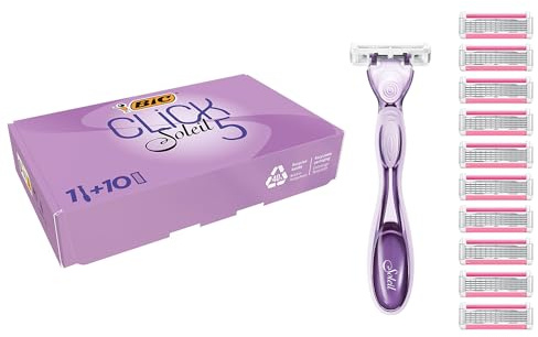 BIC Click 5 Soleil, Rasierer Damen, Nassrasierer mit 10 Wechselklingen mit je 5 Klingen, mit Aloe Vera & Vitamin E, aus recyceltem Material