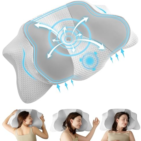 Uniency Orthopädisches Kissen mit Memory Foam Antischnarchkissen,Grau