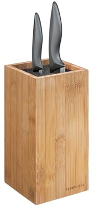Zassenhaus Eco Bambus Messerblock ohne Messer, Holz, herausnehmbarer Borsteneinsatz, 12x23 cm, für 8-10 Messer, Universal Messerblock, Braun