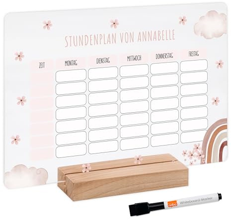 Bärenfreunde Stundenplan abwischbar, personalisierter Acryl Planer | Magnetisch zum Aufhängen für die Einschulung von Mädchen und Junge, Geschenk zum Schulanfang 1. Klasse, wiederverwendbar