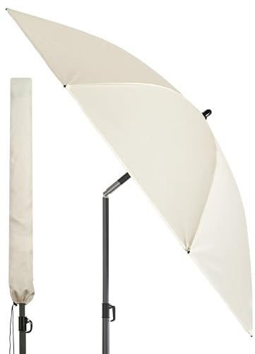 4smile Sonnenschirm Balkon Ø 180cm, Beige - Sonnenschirm Strand mit Hülle - Balkonschirm mit Knickfunktion, UPF 50+ Gartenschirm, Strandschirm windfest stabil SunnyJoy