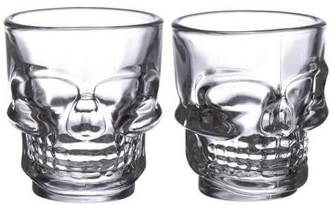 Puckator Set mit 2 Totenkopf- und Rosen-Gläsern (60 ml)