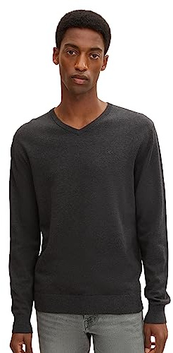 TOM TAILOR Herren Basic Strickpullover mit V-Ausschnitt