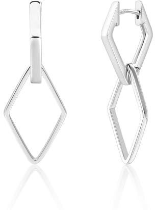ALEXCRAFT Silber 925 Ohrringe Hängend Doppel Creolen mit Anhänger Damen
