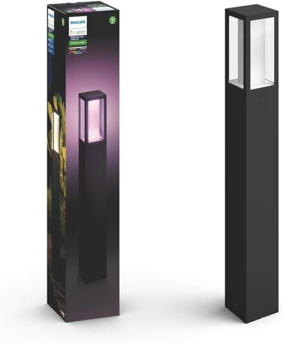 Philips Hue White & Color Ambiance Impress Outdoor Wegeleuchte (1.180 lm), Dimmbare Gartenbeleuchtung mit 16 Mio. Farben, Smarte Lichtsteuerung über Sprache und App, Schwarz