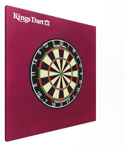 Kings Dart Dart-Set | Dartboard Komplettset: Turnier-Dartscheibe + Dart-Surround | Sisal-Borsten, Spider-Feldbegrenzung | Schutz für Wand u. Darts | Für Soft- u. Steeldarts | Markenqualität