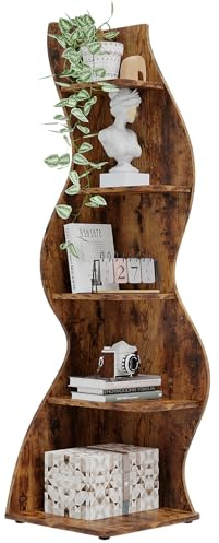 Tribesigns Eckregal, 178 cm hoch, Lagerregal, Bücherregal, Pflanzenständer, Organizer-Einheit, 5 Stufen, Modern, für Zuhause, Büro, Wohnzimmer, Schlafzimmer, Balkon, Braun, 1 Stück
