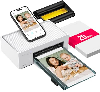 Liene Amber M100 Fotodrucker Smartphone, 10X15 mit 20 Fotopapiers/Patrone, WiFi Handy Fotodrucker für iPhone/Android/PC, 300DPI Farbsublimation Sofortbilddrucker, Photo Printer Portable für Zuhause