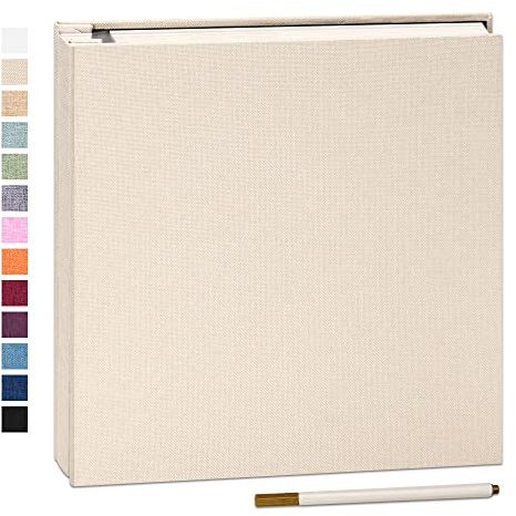 Yopih Selbstklebendes Fotoalbum 28x27 cm für 10x15, 13x18, 20x25 cm Bilder, DIY Fotoalbum zum Selbstgestalten, 40 Selbstklebende Seiten mit Metallstift, Hochzeit Baby Reise Geschenk, Beige