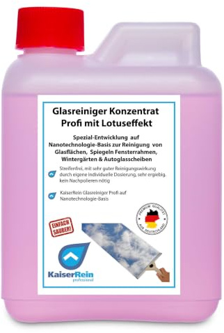 KaiserRein 500 ml Kanister Profi Glasreiniger & Fensterreiniger Konzentrat mit Lotus-Effekt 500ml Kanister für alle Glatt und Glasflächen
