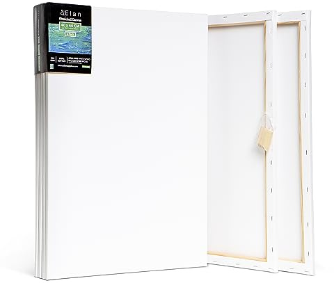 Elan Keilrahmen Leinwand 40x60, 6er Set Leinwände zum Bemalen 280g/m² | 6er-Set 40x60 CM, 100% Baumwolle Leinwand zum Bemalen, Säurefrei, Dreifach Grundiert für Acrylfarben, Gouachefarben