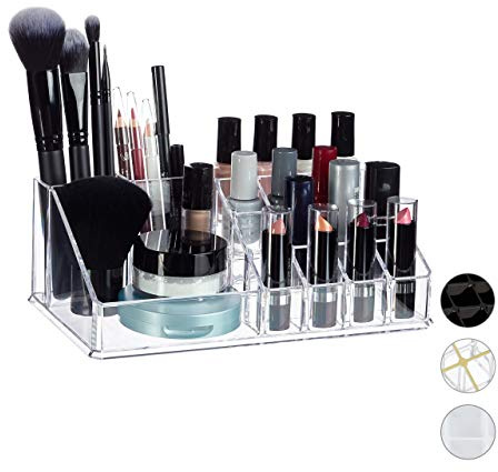 Relaxdays Kosmetikorganizer aus Acryl, transparent | Make up Kit