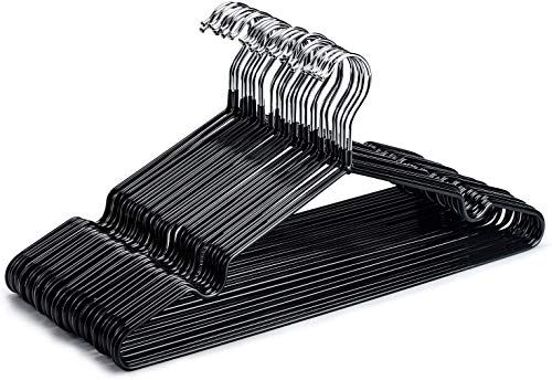HOUSE DAY Kleiderbügel Schwarz 40 Stück Gummibeschichtet Metall Kleiderbügel Drahtbügel bügel rutschfest Platzsparend bügel Dünn 0,4cm Dick