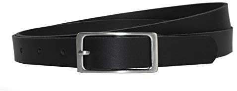 Vascavi Ledergürtel, 2 cm breit, Made in Germany, echt Leder Gürtel für Damen, als Hüftgürtel, kürzbar (115 cm Gesamtlänge 125 cm, Schwarz)